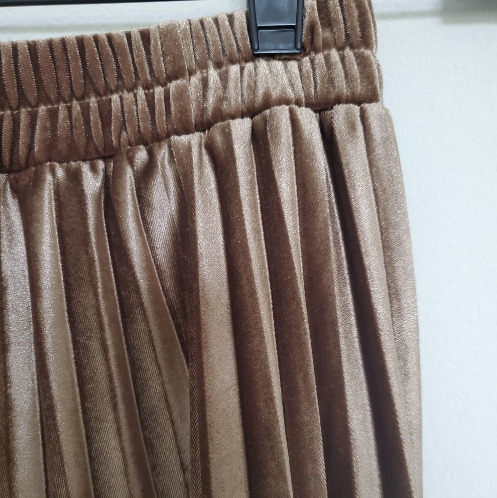 SOLD 🎈NWOT Pleated Metallic Midi Skirt - Picture 12 of 12